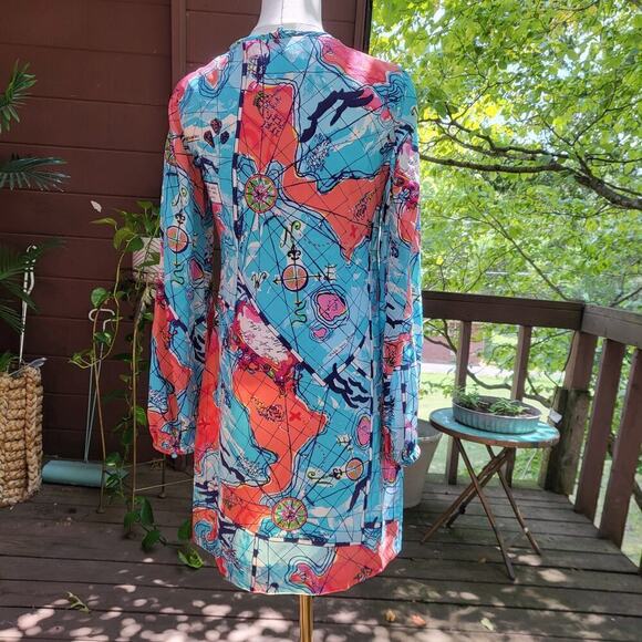 LILLY PULITZER 3/4 Sleeve Silk Dress Size 0 - Picture 4 of 10